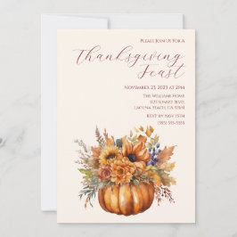 Erntedank-Elegant Pumpkin mit Blume- Einladung