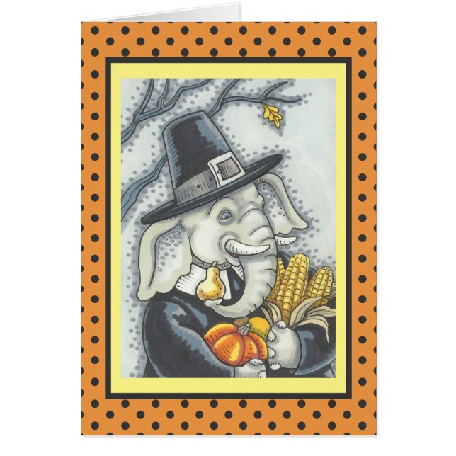 ERNTEDANK ELEPHANT, PILGRIM GREETCARD Verse (Vorne)