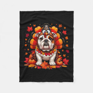 Erntedank English Bulldog Herbstlaubs Herbst Ma Fleecedecke