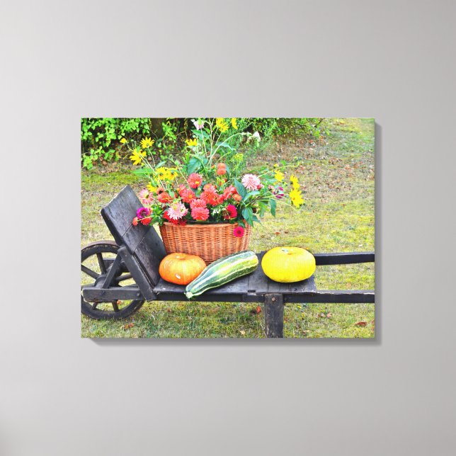 Erntedank Ernte Szene mit Rollkarren Leinwanddruck (Vorderseite)