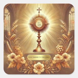 Erntedank Eucharist katholischer Adoration Religio Quadratischer Aufkleber