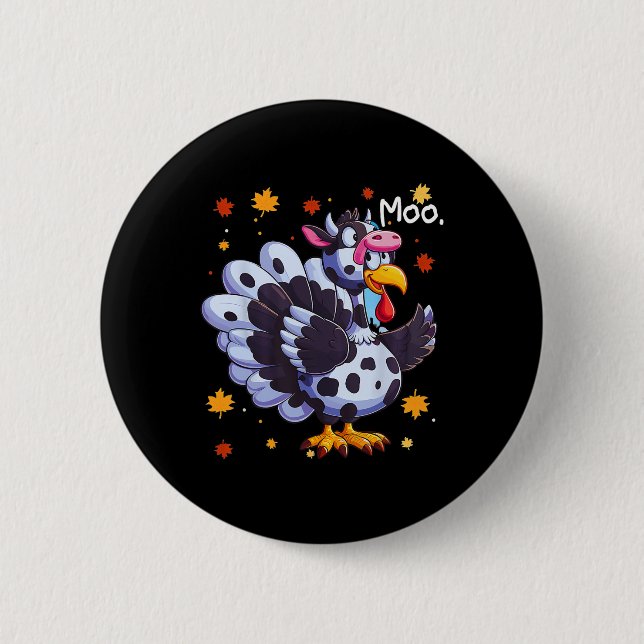 Erntedank Fake Türkei Mow Kopf Funny Fall Button (Vorderseite)
