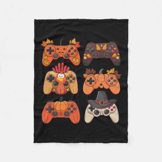 Erntedank Fall Gaming Controller Türkei Funny Fleecedecke (Vorderseite)