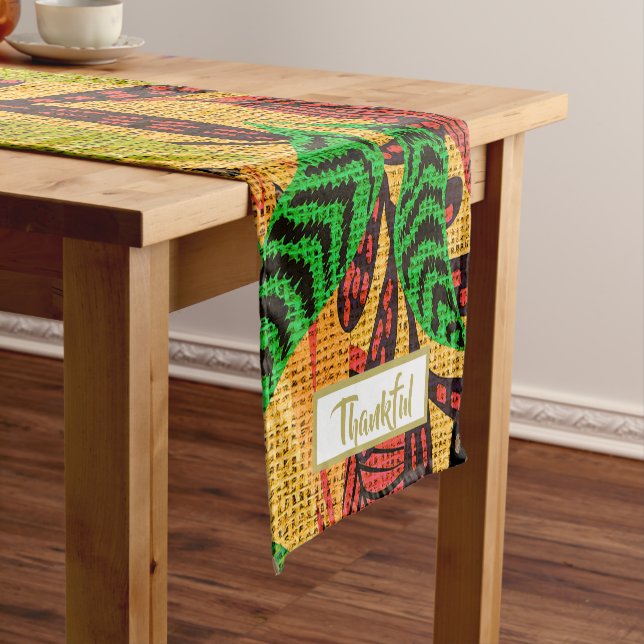 Erntedank Fall Rustikale Herbstleaf dankbar Kurzer Tischläufer (Beispiel)