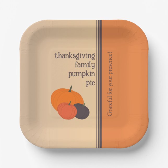 Erntedank Family Pumpkin Pie Square Pappteller (Vorderseite)
