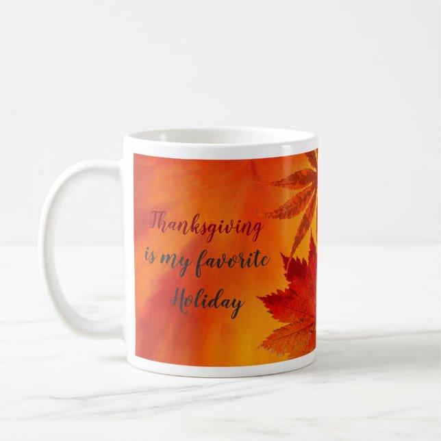 Erntedank Favorite Holiday Red Orange Blätter Kaffeetasse (Links)