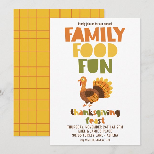 Erntedank Fest der Familie Ernährung Türkei Einladung (Vorne/Hinten)