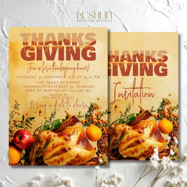 Erntedank Festessen Abendessen Herbsternte Einladung (Von Creator hochgeladen)