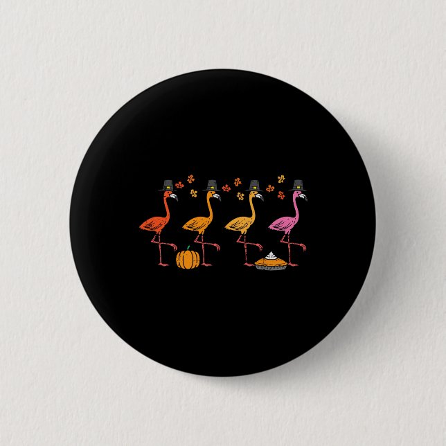 Erntedank Flamingos Funny Herbst Herbstvogel Männe Button (Vorderseite)