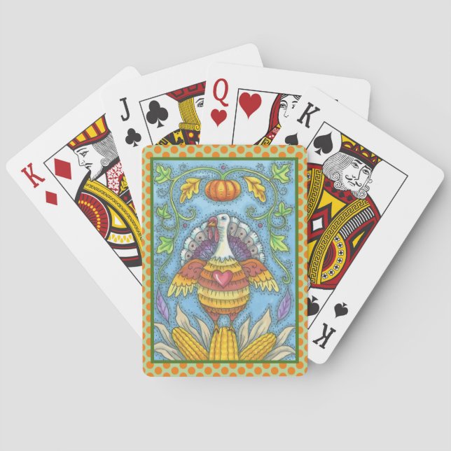 ERNTEDANK FOLART TURKEY & CORN PLAYING CARDS SPIELKARTEN (Rückseite)