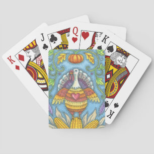 ERNTEDANK FOLART TURKEY & CORN PLAYING CARDS SPIELKARTEN