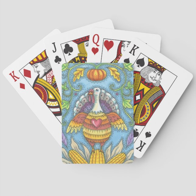 ERNTEDANK FOLART TURKEY & CORN PLAYING CARDS SPIELKARTEN (Rückseite)