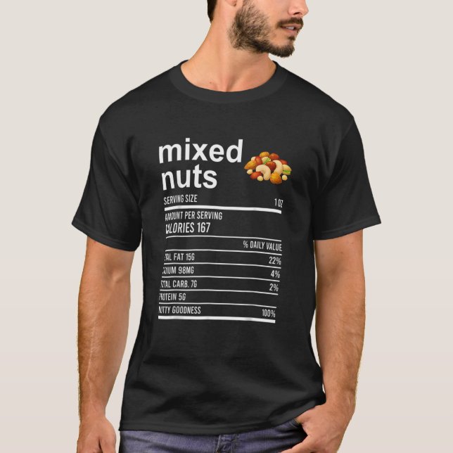 Erntedank Food Apparel Mixed Nuts Nutrition Fac T-Shirt (Vorderseite)