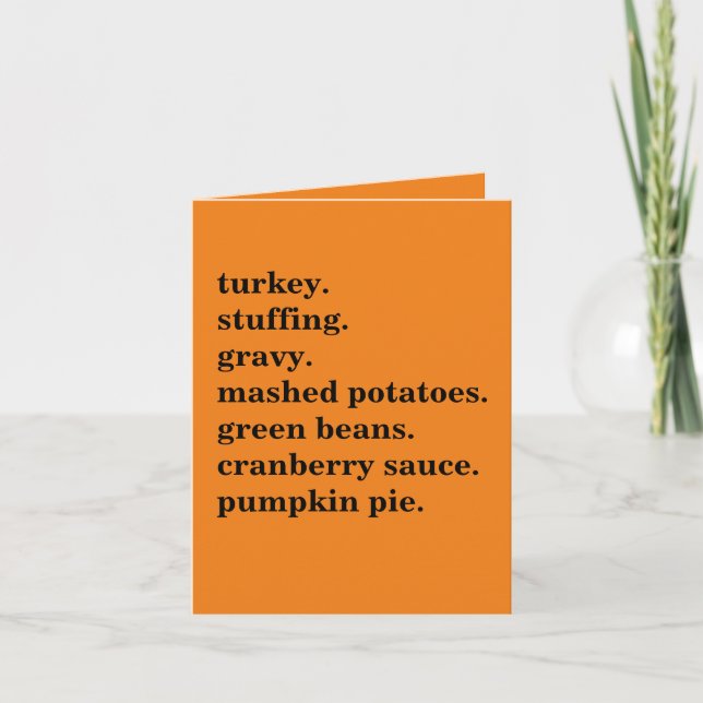Erntedank Food Dinner Liste Personalisiert Dankeskarte (Vorderseite)