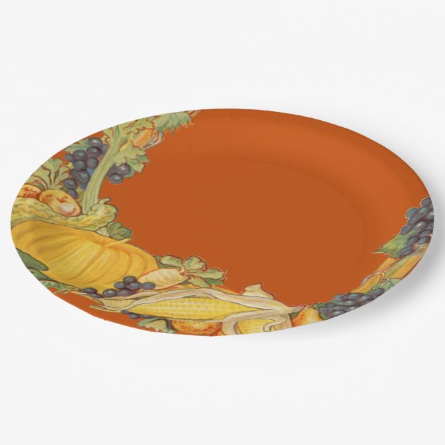 Erntedank Foods Paper Plate Pappteller (Schrägansicht)