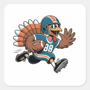Erntedank Football Turkey Fantasy Football Quadratischer Aufkleber