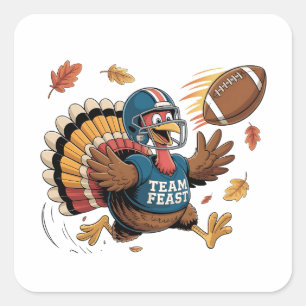Erntedank Football Turkey Fantasy Football Quadratischer Aufkleber