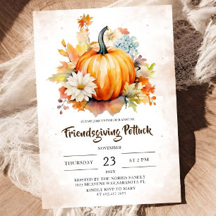 Erntedank-Freundesdank-Eintopf-Pumpkin-Rustikal Einladung