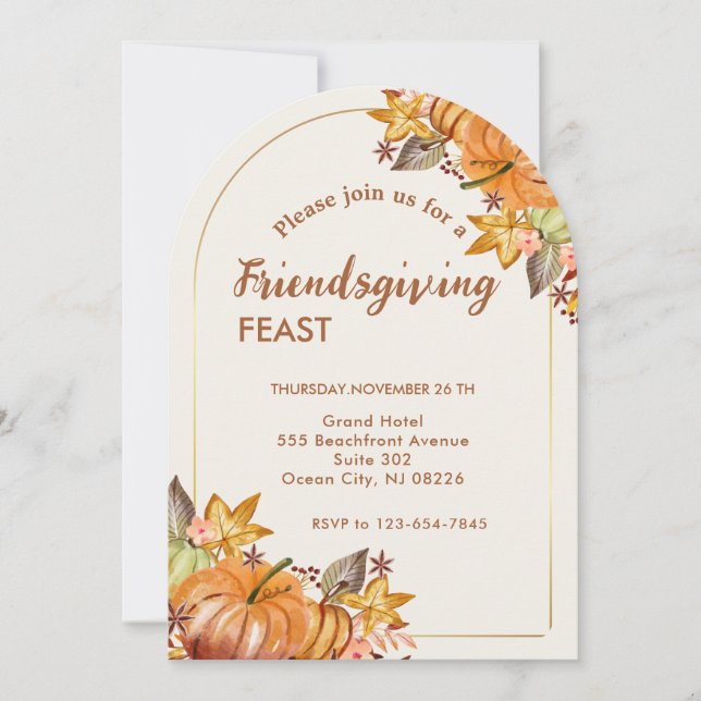 Erntedank Friendsgiving Modernes Dinner Party Einladung (Vorderseite)
