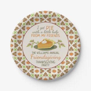 Erntedank Friendsgiving Party-Kürbis-Torte lustig Pappteller