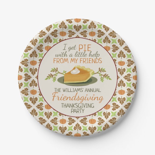 Erntedank Friendsgiving Party-Kürbis-Torte lustig Pappteller (Vorderseite)