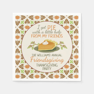 Erntedank Friendsgiving Party-Kürbis-Torte lustig Serviette