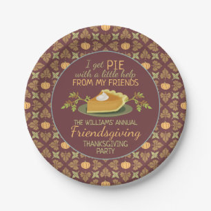 Erntedank Friendsgiving Partys Pumpkin Pie Spaß Pappteller
