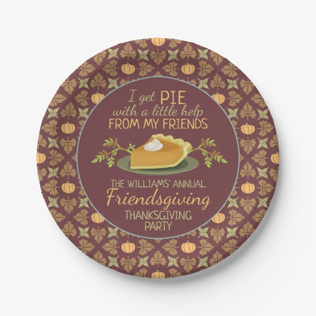 Erntedank Friendsgiving Partys Pumpkin Pie Spaß Pappteller (Vorderseite)