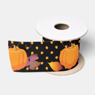 Erntedank! Friendsgiving Pumpkin Herbstlaubs Satinband