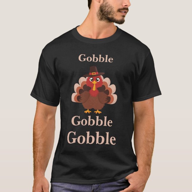 Erntedank Funny Gobble Niedlich Minimalistisch Tür T-Shirt (Vorderseite)