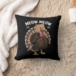 Erntedank Funny Turkey Chat Meow Fall Kissen