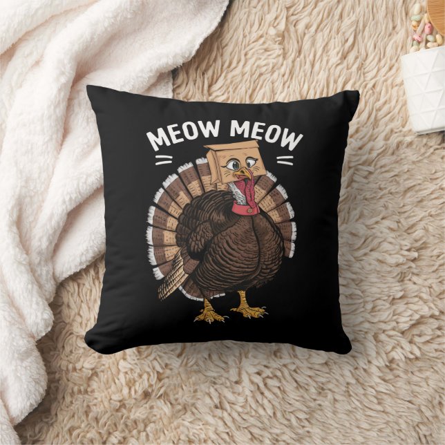 Erntedank Funny Turkey Chat Meow Fall Kissen (Decke)