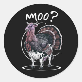 Erntedank Funny Turkey Kuh MoFall Runder Aufkleber