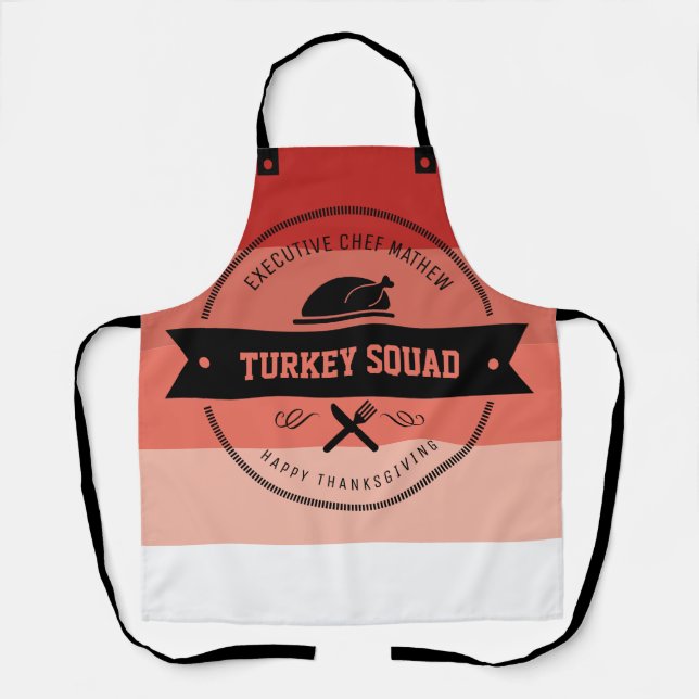 Erntedank Funny Turkey Squad Hipster Schürze (Vorderseite)