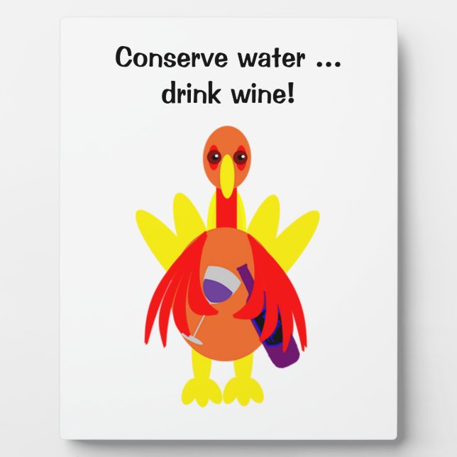 Erntedank Funny Wine Drinken Türkei Plaque Fotoplatte (Vorderseite)