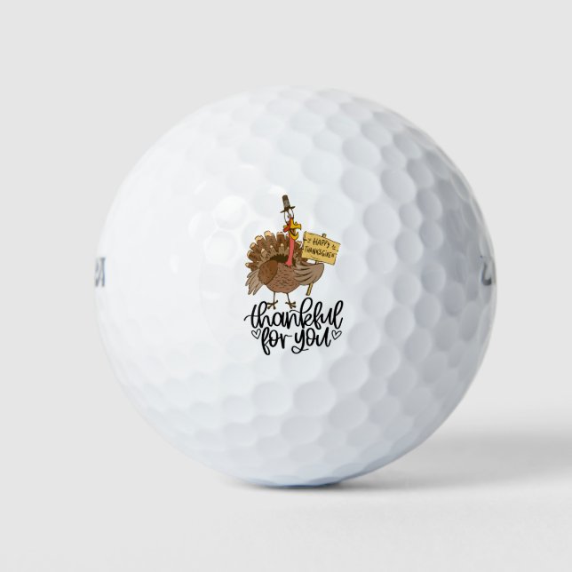 Erntedank für Golfer mit Niedlichem Truthahn Golfball (Vorderseite)