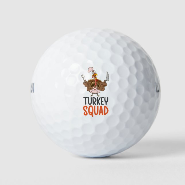 Erntedank für Golfer mit Niedlichem Truthahn Golfball (Vorderseite)