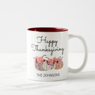 Erntedank für Standardfamilie Floral Pumpkins Zweifarbige Tasse