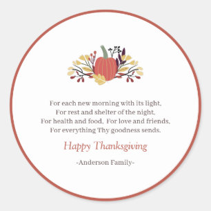 Erntedank Gedicht Country Rustic Pumpkin Bouquet Runder Aufkleber