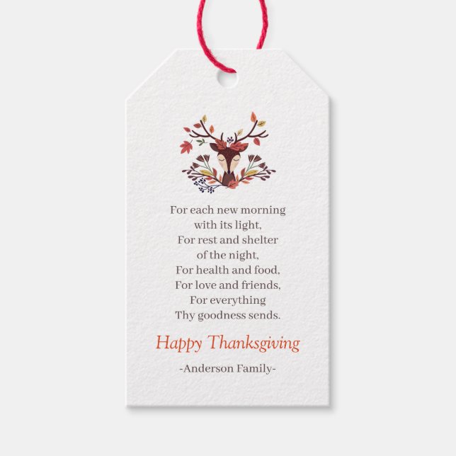 Erntedank Gedicht Land Rustikale Herbstblätter Geschenkanhänger (Vorderseite)