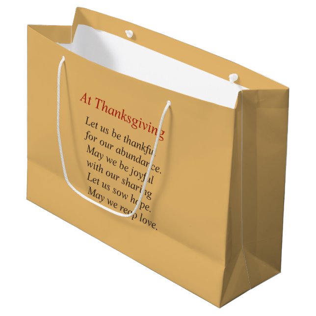 Erntedank Gedicht über Abundance & Sharing Große Geschenktüte (Vorderseite Schrägansicht)