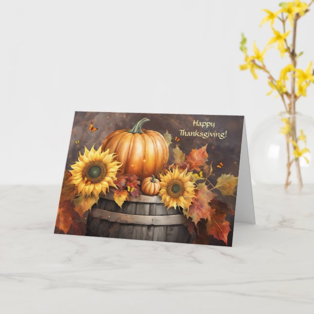 Erntedank General mit Sonnenblumen Fall Foliage Karte (Gelbe Blume)
