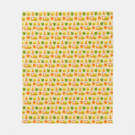 Erntedank Gnome und Herbstlaube auf Beige Fleecedecke