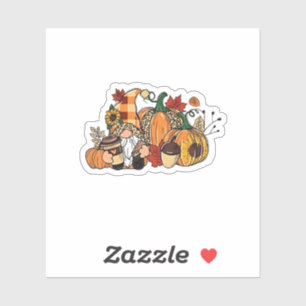 Erntedank Gnomes Herbstlaubs Gnomes Funny Fall Aufkleber