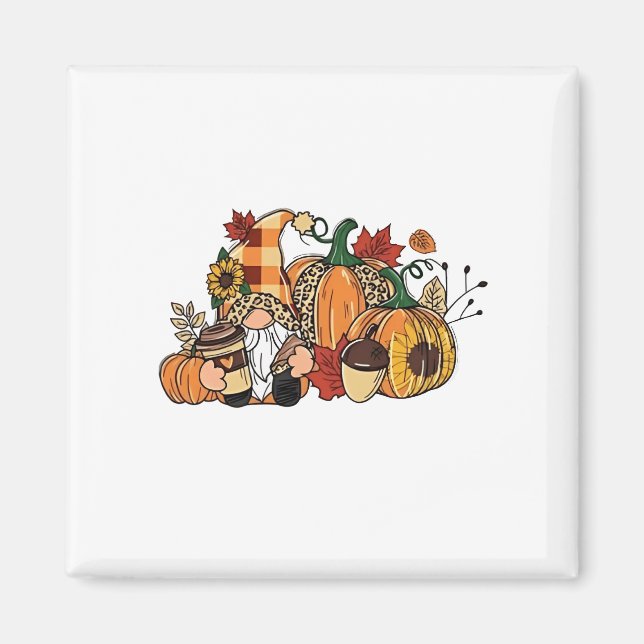 Erntedank Gnomes Herbstlaubs Gnomes Funny Fall Magnet (Vorne)