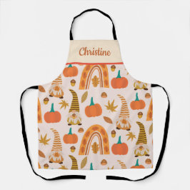 Erntedank Gnomes mit Kürbis und Blätter-Namen Schürze