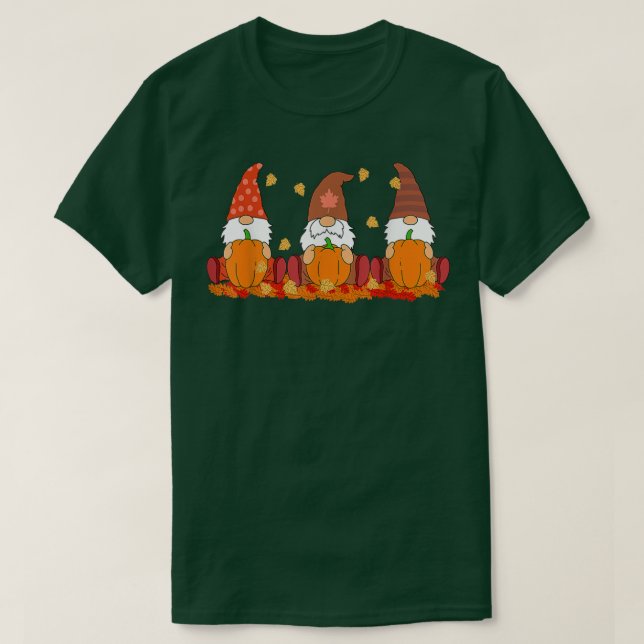 Erntedank Gnomes Niedlich Pumpkin Herbstverwandel T-Shirt (Design vorne)