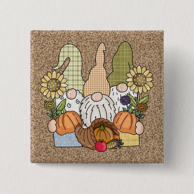 Erntedank Gnomes Trio Button (Vorderseite)