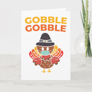 Erntedank Gobble Gobble Funny Turkey Mask Karte