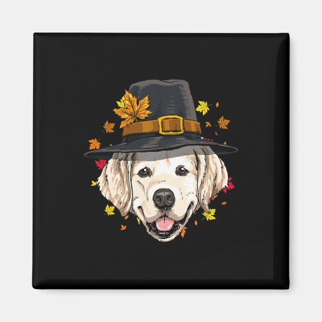 Erntedank Golden Retriever Pilgriever Türkei Day A Magnet (Vorne)